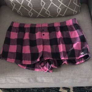 Pink and black checkered PINK VS sleep shorts